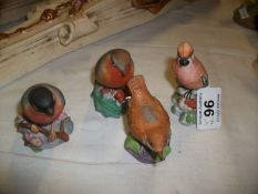 A Royal Worcester Waxwing, Wren, Robin and Bullfinch