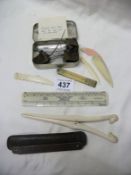 A mixed lot including glove stretches, rulers etc