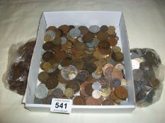 A box of coins including copper and foreign