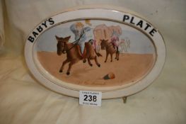 An early Carlton Ware babies plate 'At the Seaside'