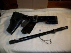 A US Police belt with holster and truncheon