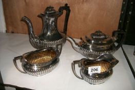 A 4 piece silver plated tea set