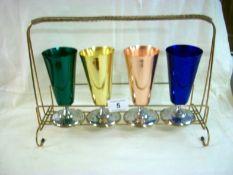 A Vintage set of 4 retro goblets on stand by Stokes of Melbourne, (Goblests 14.5cm)
