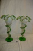 A Pair of Victorian glass vases, a/f