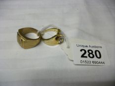 An 18ct gold gents ring and a 9ct gold ring