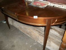 An old mahogany double D end dining table with leaf, a/f