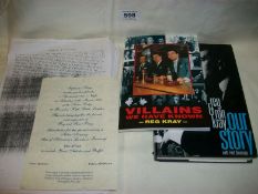 2 books on the Krays with autographs together with a manuscript