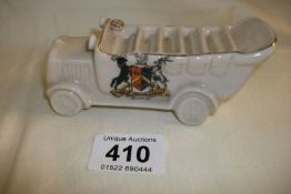 A Carlton ware crested china Charabanc, Bradford crest