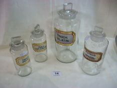 4 Victorian glass chemist's jars
