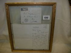 A Queen Mary signed letter and envelope to Mrs Woodhouse of Hove Sussex