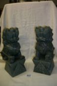 A pair of large soapstone dogs of Foo