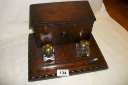 An oak stationary box / inkstand