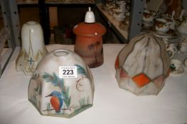 4 1930'S hand painted lamp shades