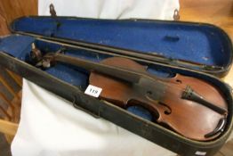 A Violin and bow in case - Mitten Vald