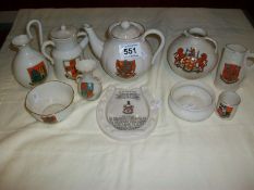 10 items of Goss crested china