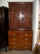 A mahogany secretaire bookcase with string inlay