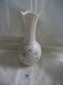 A Belleek porcelain vase (black stamp on base), 22cm