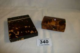 A tortoise shell card case a/f and a snuff box