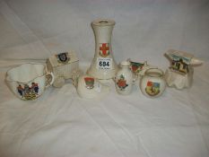 6 items of Shelley crested china and 2 others