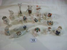 16 crested china animals including pigs, rabbits, fish, cats, dog etc