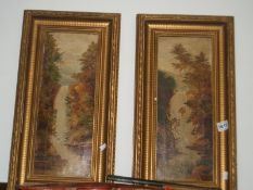 A pair of oil on canvas waterfall scenes bearing the signature J Robinson 1896