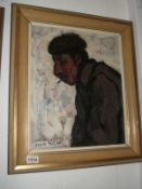 An oil portrait on canvas "Paris market vendor", signature indistinct