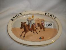 An early Carlton ware babies dish 'At the Seashore' (chip on inner rim)