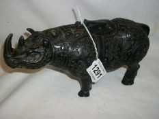 A Spelter 'Rhino' inkwell