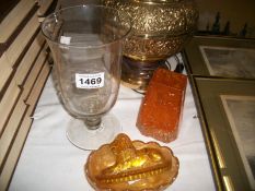 4 items of glass including Whitefriars