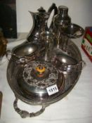A quantity of silver plate including cocktail shaker, tray, lidded bowl etc