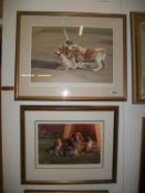 A pair of limited edition prints of Beagles signed by artists