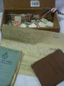 A cigar box of Hitler stamps and other ephemera