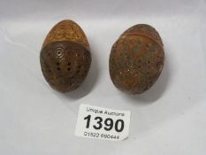 2 egg shaped trinket boxes, 1 a/f