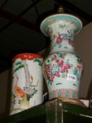A Chinese lamp base a/f and a Chinese vase