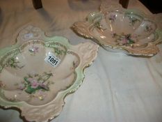A pair of Victorian hand painted dishes