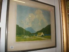 An Irish landscape print of an oil by Paul Henry "The Blue Lake, Connomara" (John Magee, Belfast