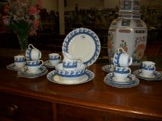 A Royal Worcester blue and white china tea set, 28 pieces, circa 1900-1919