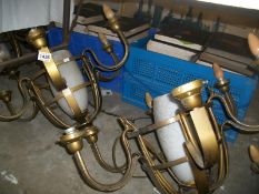 2 large ceiling lights with glass shades