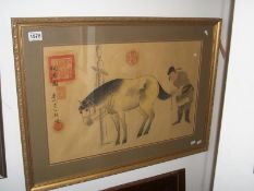 A 19th century Japanese painting on Rice paper, signed