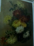 An oil on canvas, French school, chrystanthemums