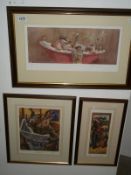 3 limited edition prints of stoat, badger and hare, all signed by artists