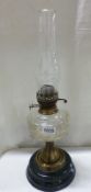 A Victorian oil lamp on pot base