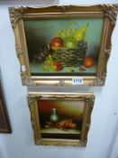 2 still life unsigned oils on canvas