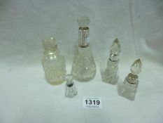 4 silver collared bottles (1 a/f) and one other