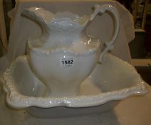 A white jug and bowl set, a/f