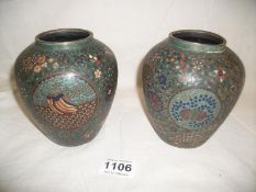 A pair of early Cloissonne vases