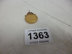 An 1890 gold sovereign in 9ct gold pendant mount