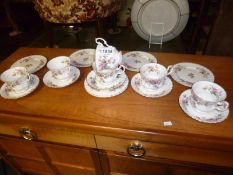 17 pieces of Royal Albert Moss Rose tea ware