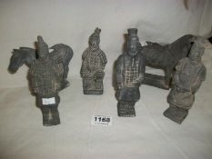 4 Terracotta army figures and 2 horses