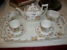 A Victorian porcelain tea for 2 set on tray